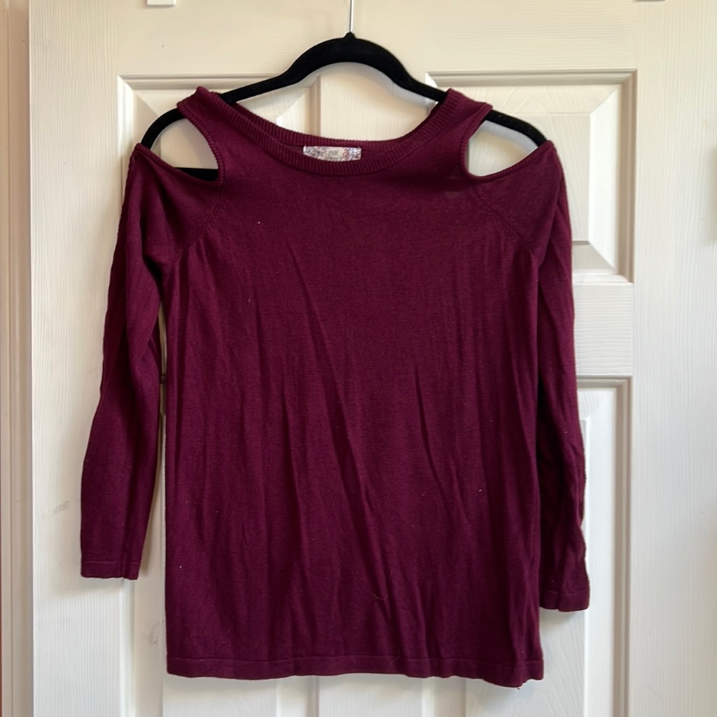 Pink Republic Red Sweater In Size M With Cut Out Shoulders